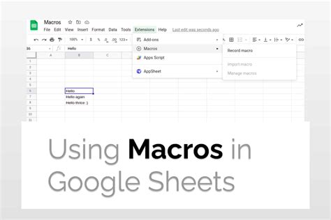 macros in google sheets